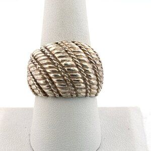 Vintage Estate Sterling Silver 925 Chunky Dome Ring Size 8.5 9.3g Ribbed Design